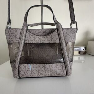 Calvin Klein Monogram Gray and Transparent Tote